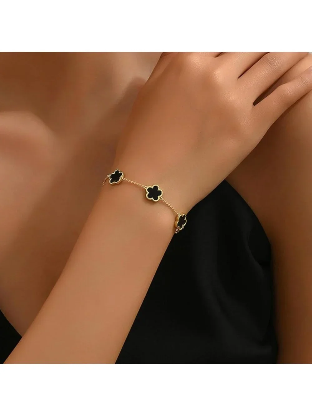 18K Gold Plated Four Leaf Clover Bracelet - Lucky Charm Jewelry Gift for Women